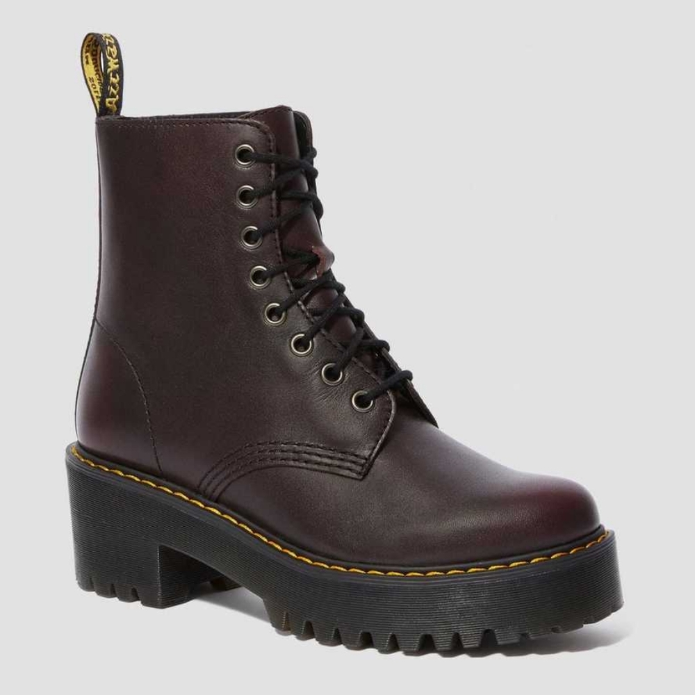 Dr Martens Shriver Hi burgundy Platform Boots